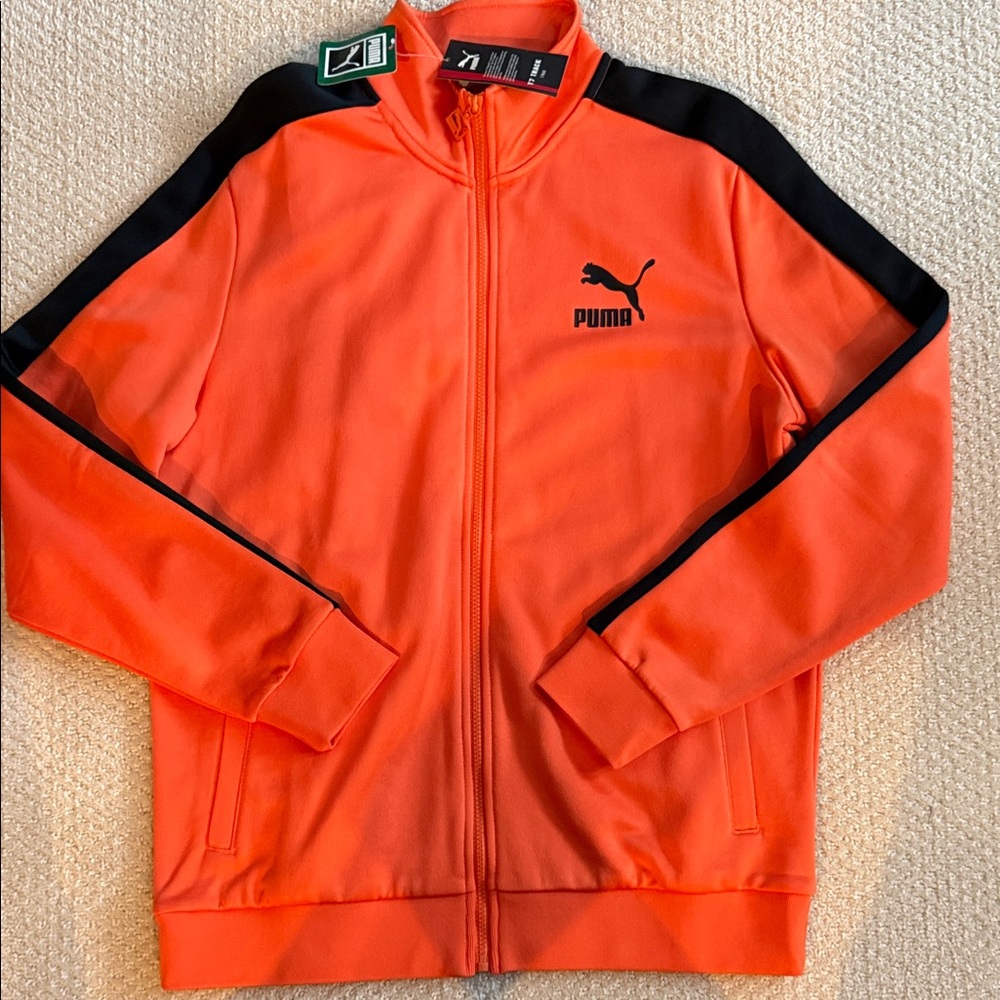 Puma Bright Orange Jacket with Black Stripes